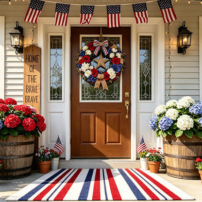 Patriotischer Americana-Streifen-Outdoor-Teppich - Rot, Weiß und Blau - A - 80cm x 120cm - image 0
