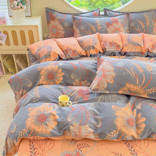 Bettwäsche-Set aus Baumwollgaze mit Blumenmuster und Weizenmotiven (4-teilig) - 200cm x 230cm - image 0