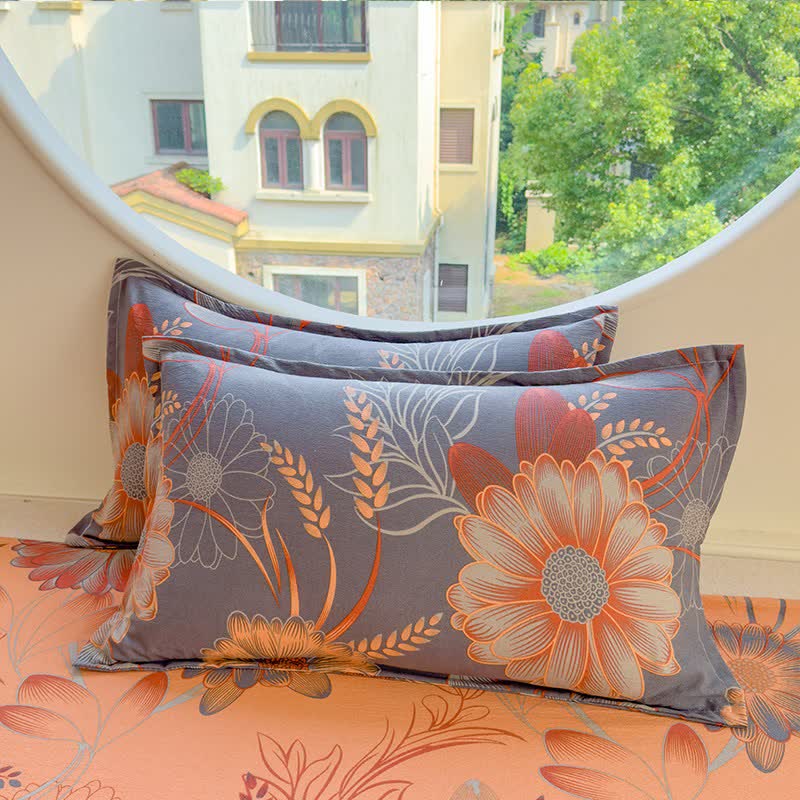 Bettwäsche-Set aus Baumwollgaze mit Blumenmuster und Weizenmotiven (4-teilig) - image 3