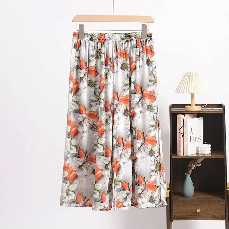 Vintage-Loungewear-Hose mit Blumenmuster, knöchellang - Grau - 6XL - image 0