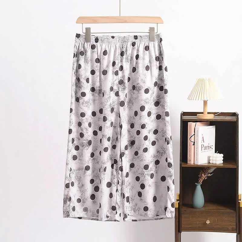 Gepunktete, kurze Pyjamahose - Grau - 6XL - image 0