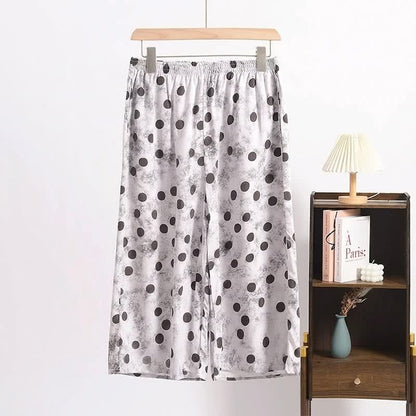 Gepunktete, kurze Pyjamahose - Grau - 6XL - image 0