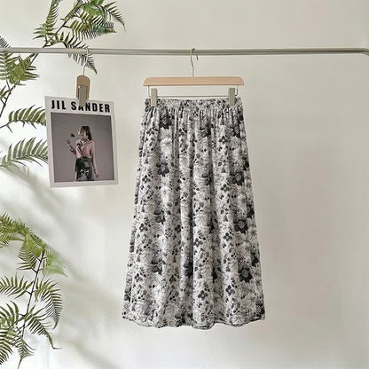 Vintage Schwarze geblümte Cropped Schlafhose - image 1
