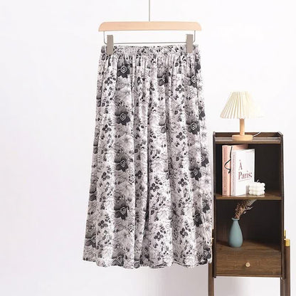 Vintage Schwarze geblümte Cropped Schlafhose - Weiß - 6XL - image 0