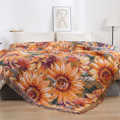Boho-Sonnenblumen-Tagesdecke aus Baumwollgaze - Königin - image 0