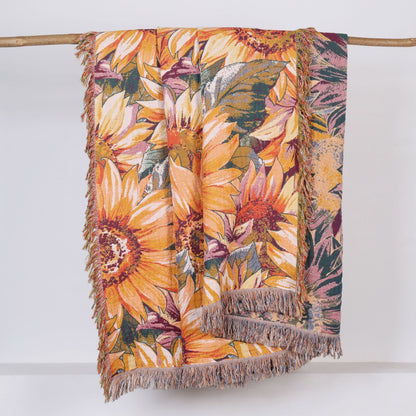 Boho-Sonnenblumen-Tagesdecke aus Baumwollgaze - image 4