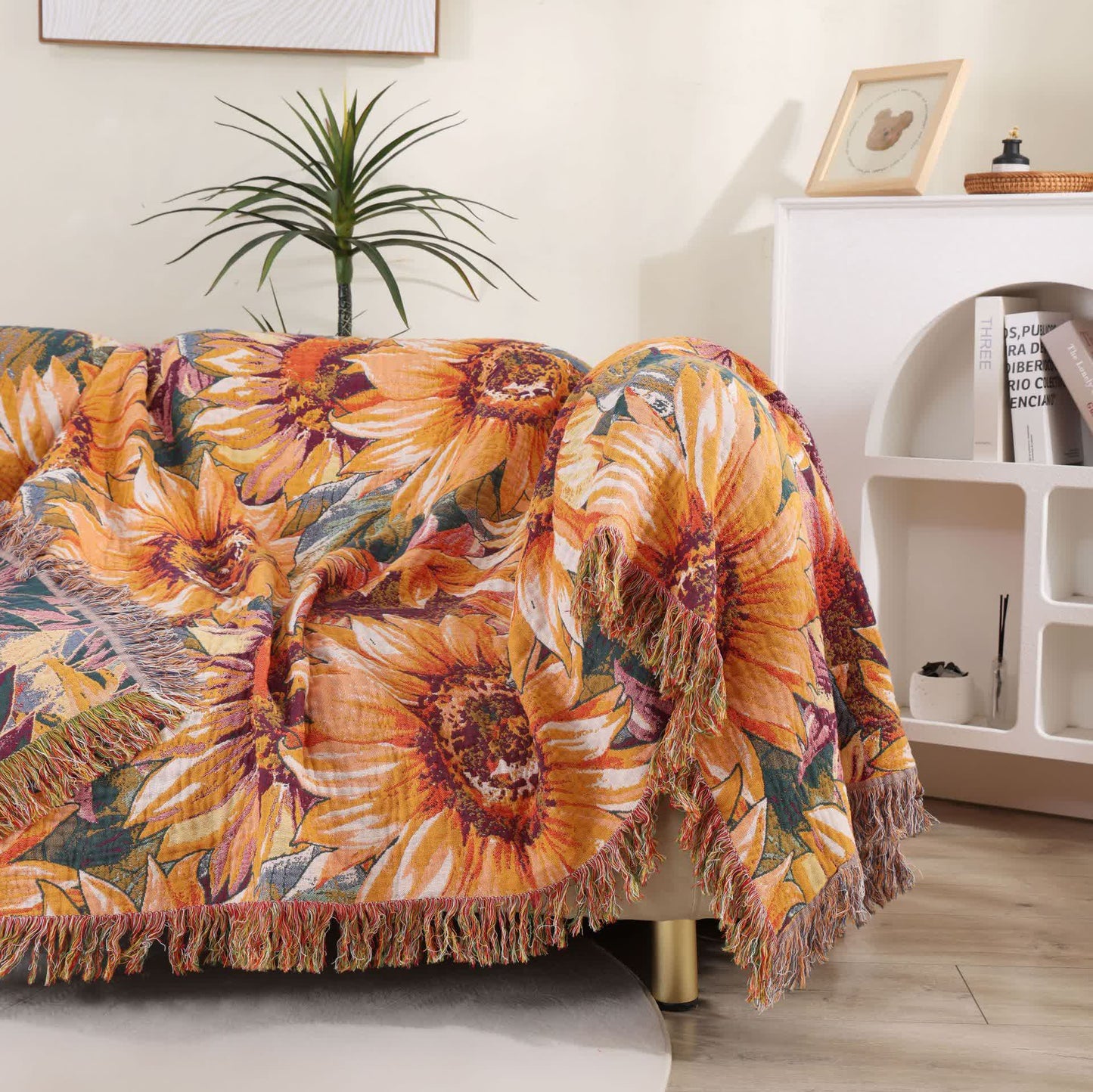 Boho-Sonnenblumen-Tagesdecke aus Baumwollgaze - image 3