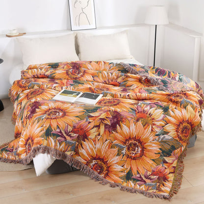Boho-Sonnenblumen-Tagesdecke aus Baumwollgaze - image 2