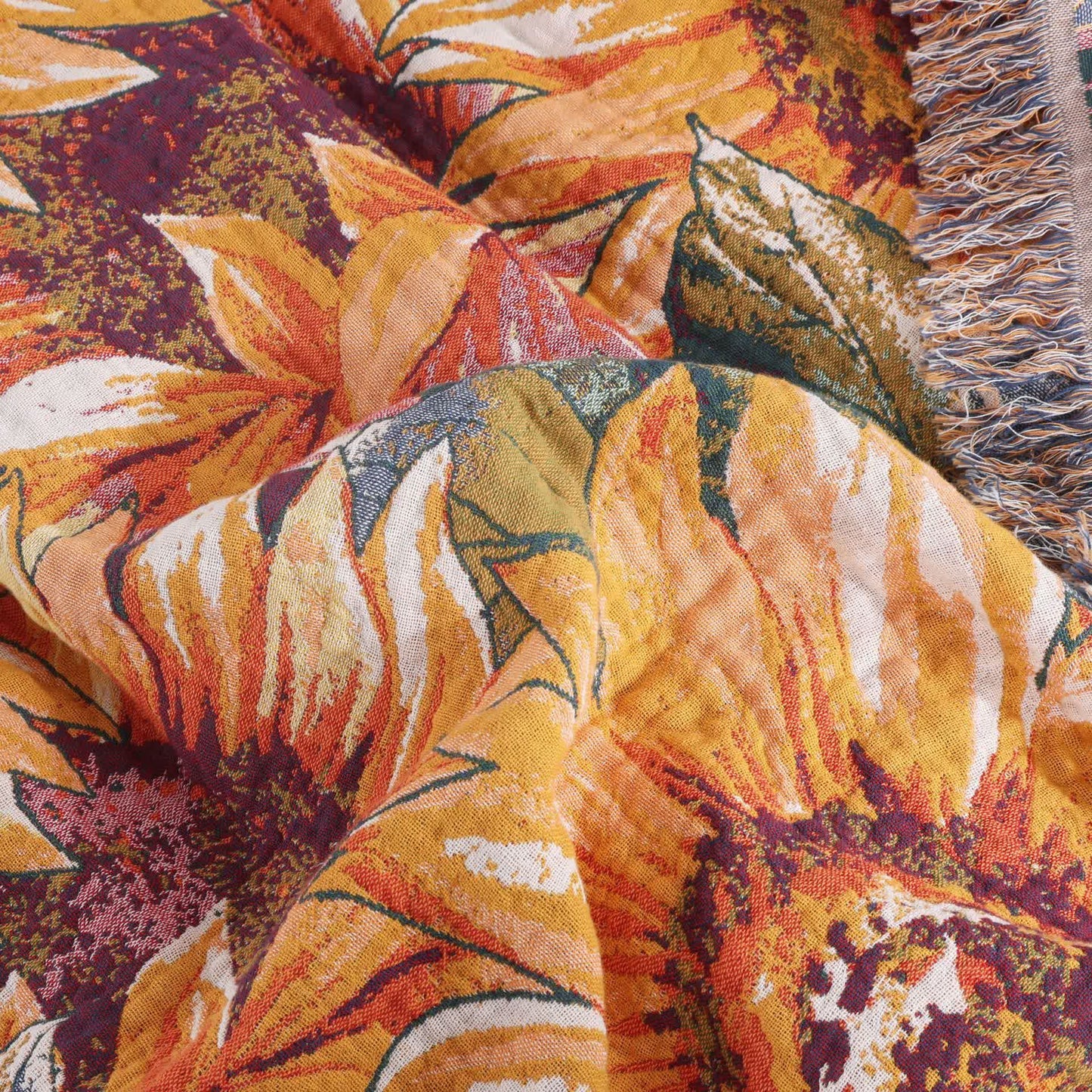 Boho-Sonnenblumen-Tagesdecke aus Baumwollgaze - image 5