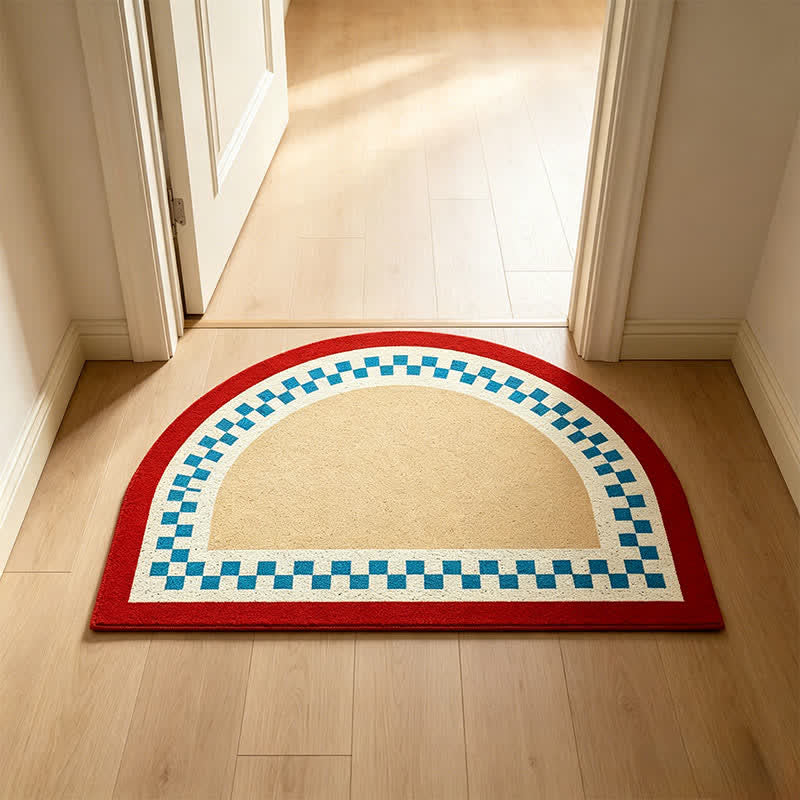 Halbmondförmiger Farbblock-Schlingenflor-Akzentteppich - image 1