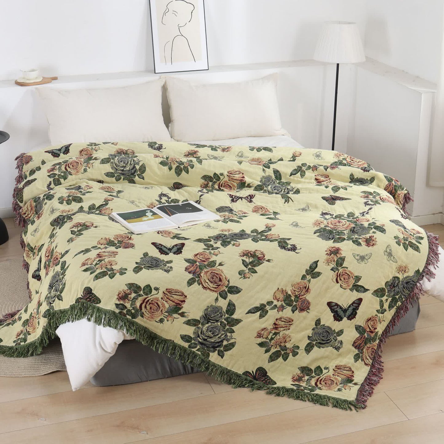 Romantische Rosen-Tagesdecke aus Baumwollgaze - image 1