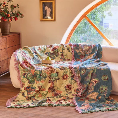 Verzauberte Tagesdecke aus Musselin mit Schmetterlings- und Blumenmuster - image 3