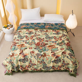 Verzauberte Tagesdecke aus Musselin mit Schmetterlings- und Blumenmuster - Königin - image 0