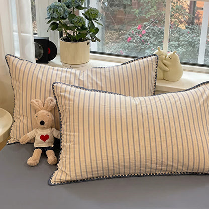 Modernes, weiches, gestreiftes Bettwäsche-Set aus Strickbaumwolle - image 7