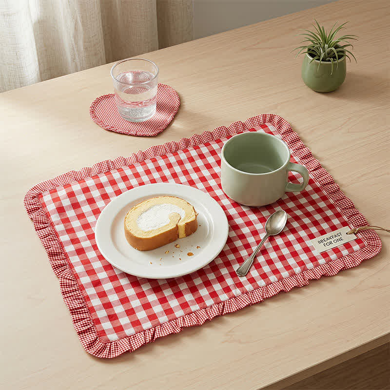 Weiches, minimalistisches, gestreiftes Tischset aus Baumwolle - Rot - 18″ × 13″ - image 0