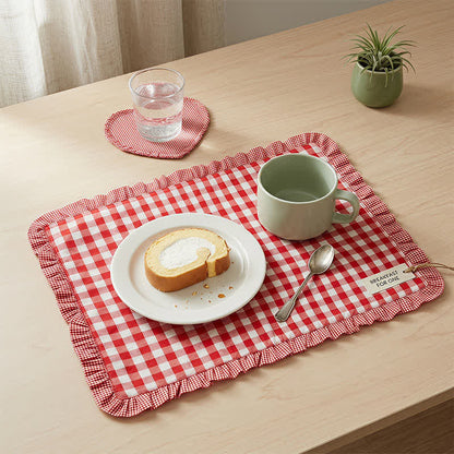 Weiches, minimalistisches, gestreiftes Tischset aus Baumwolle - Rot - 18″ × 13″ - image 0