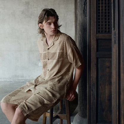 Loungewear-Set mit geometrischem Gittermuster für Sie und Ihn - Männer - 2XL - image 8
