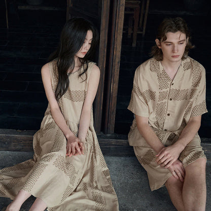 Loungewear-Set mit geometrischem Gittermuster für Sie und Ihn - image 3