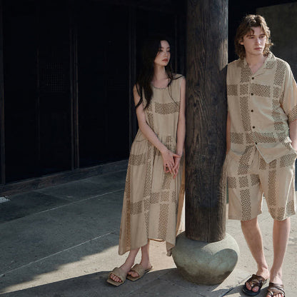 Loungewear-Set mit geometrischem Gittermuster für Sie und Ihn - image 2