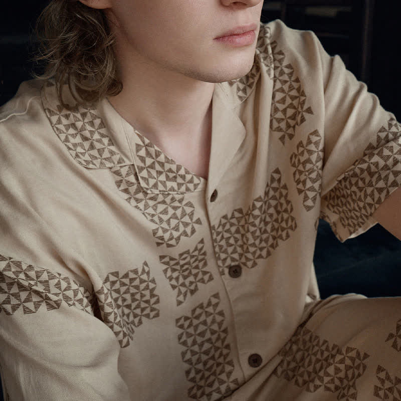 Loungewear-Set mit geometrischem Gittermuster für Sie und Ihn - image 9
