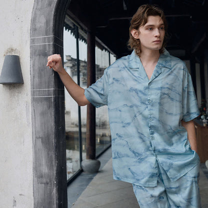 Loungewear-Set in Blau-Aquarell für Sie und Ihn - Männer - 2XL - image 13