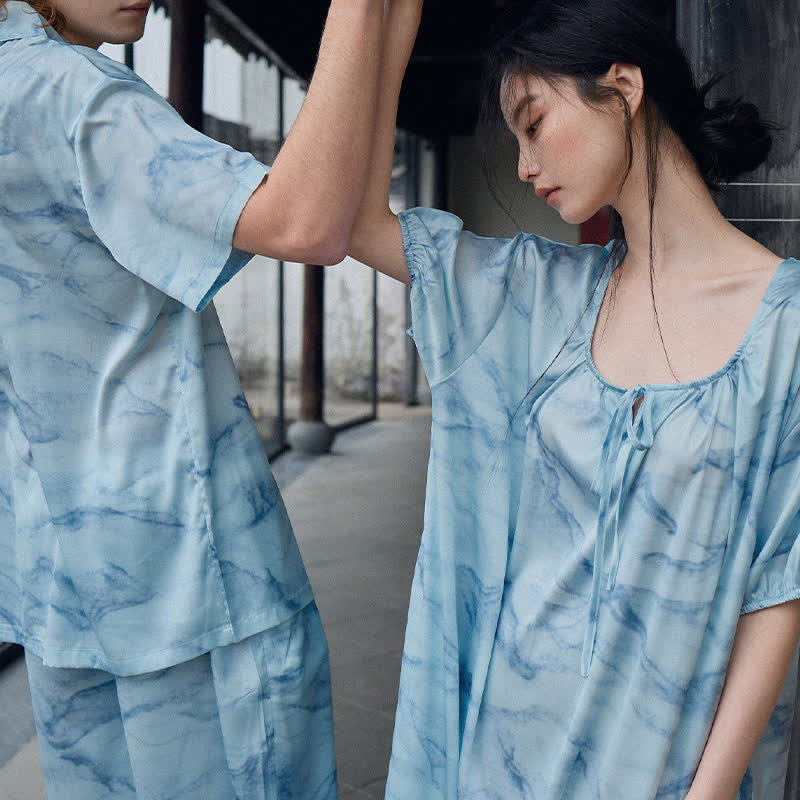 Loungewear-Set in Blau-Aquarell für Sie und Ihn - image 6