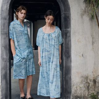 Loungewear-Set in Blau-Aquarell für Sie und Ihn - image 0