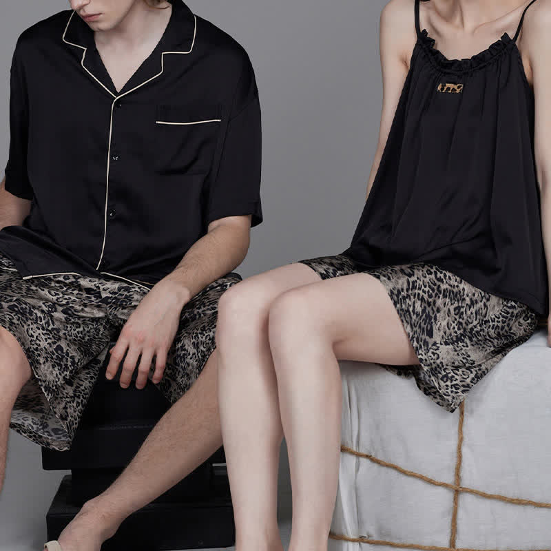 Partnerpyjamas mit Leopardenmuster und Kontrastfarben - image 3