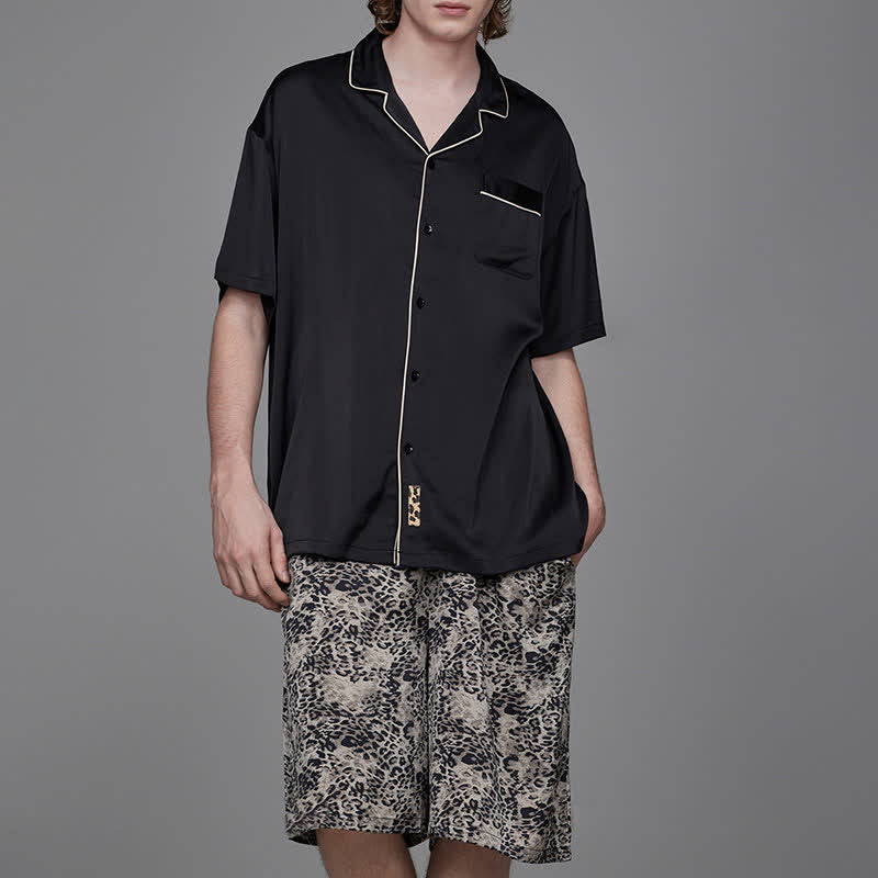 Partnerpyjamas mit Leopardenmuster und Kontrastfarben - image 10