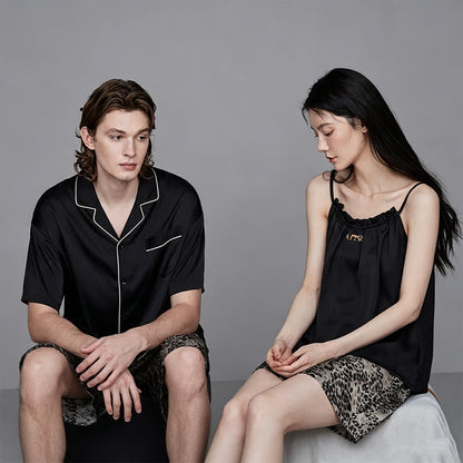 Partnerpyjamas mit Leopardenmuster und Kontrastfarben - image 2