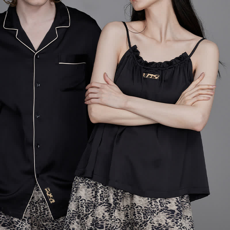 Partnerpyjamas mit Leopardenmuster und Kontrastfarben - image 4