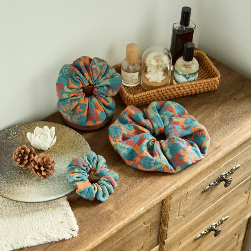 Boho-Blumen-Haargummis, 3er-Set - Blau - 3er-Pack Haargummis - S + M+ L - image 0