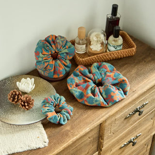 Boho-Blumen-Haargummis, 3er-Set - Blau - 3er-Pack Haargummis - S + M+ L - image 0