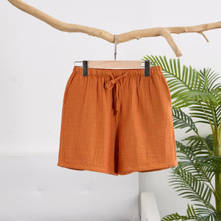 Lässige Lounge-Shorts aus Baumwollgaze mit Kordelzug - Orange - XL - image 0