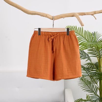 Lässige Lounge-Shorts aus Baumwollgaze mit Kordelzug - Orange - XL - image 0