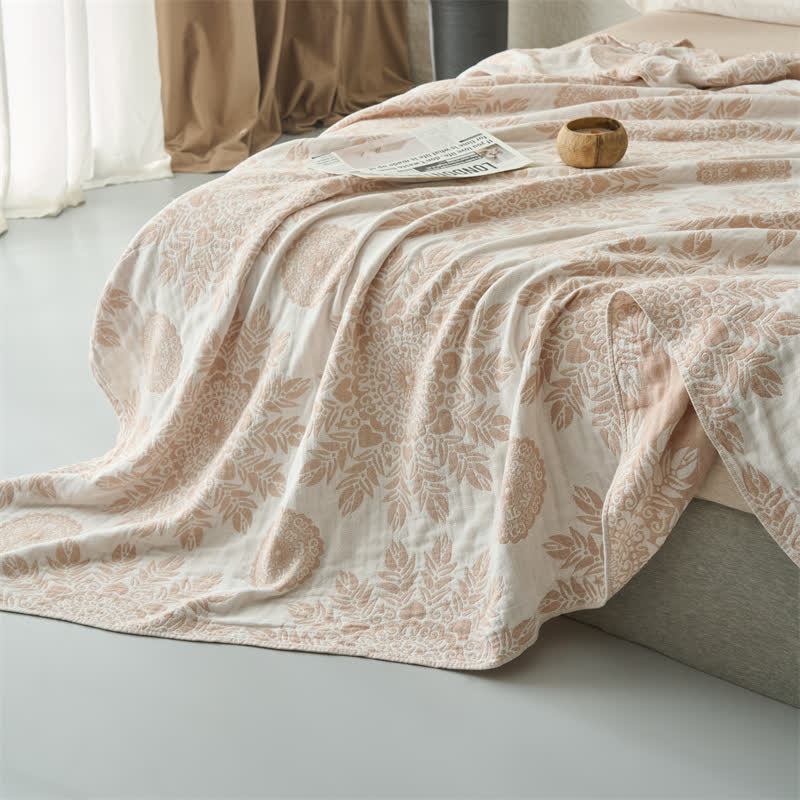 Vintage-Bettdecke aus Baumwollmusselin mit Blumenmuster - image 4
