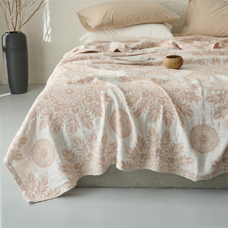 Vintage-Bettdecke aus Baumwollmusselin mit Blumenmuster - image 1