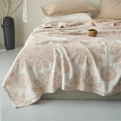 Vintage-Bettdecke aus Baumwollmusselin mit Blumenmuster - image 1