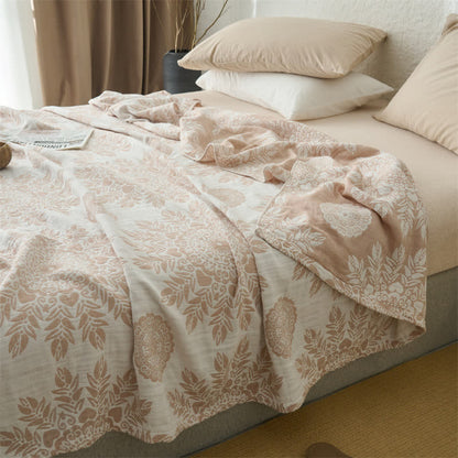 Vintage-Bettdecke aus Baumwollmusselin mit Blumenmuster - image 2