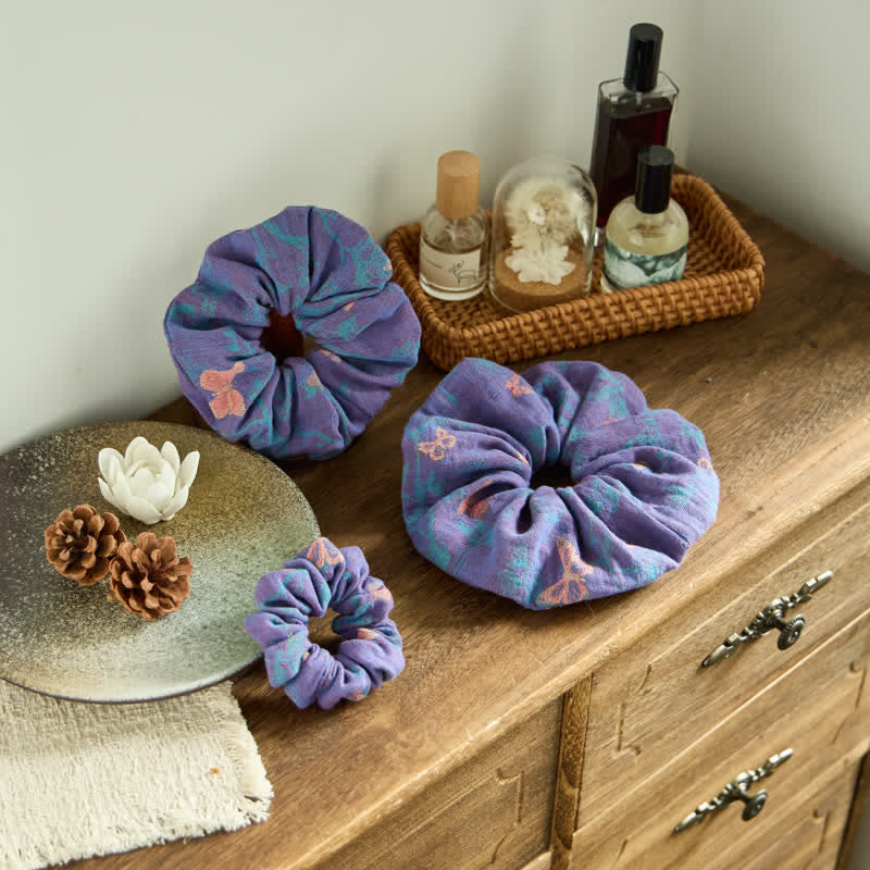 Haargummis mit Ginkgoblatt-Motiv, 3er-Pack - Lila - 3er-Pack Haargummis - S + M+ L - image 0