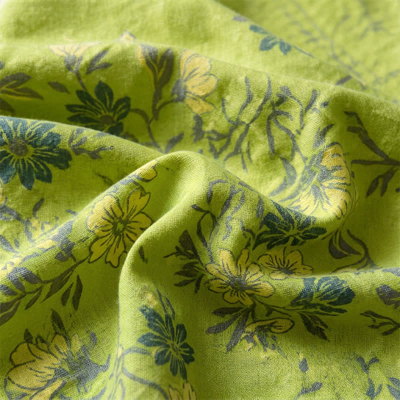 Vintage grüne Baumwoll-Tagesdecke mit Blumenmuster - image 4