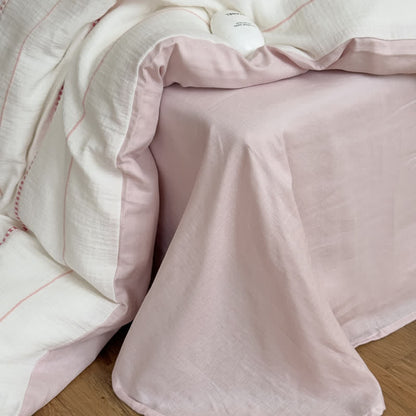 Vierteiliges Bettwäsche-Set aus gewaschener Baumwolle mit rosa Blütenmuster - image 5