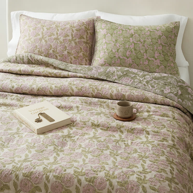 Gemütliche Tagesdecke aus Baumwolle mit Blumenmuster im Landhausstil - image 3