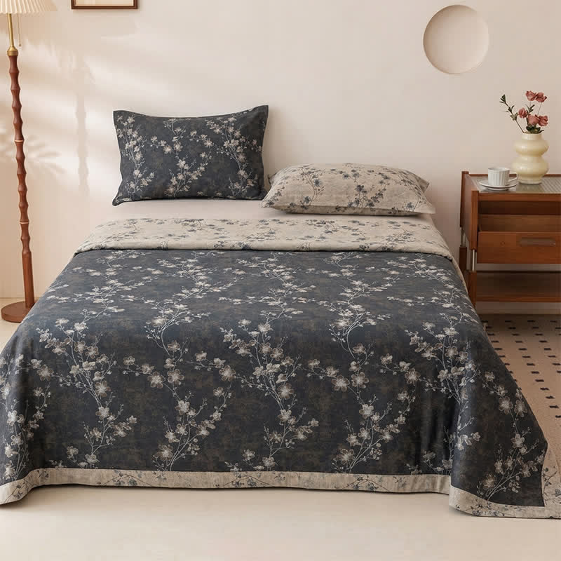 Tagesdecke aus reiner Baumwolle mit Blumenmuster im Vintage-Stil - Tagesdecke mit 2 Kissenbezügen - König - image 0