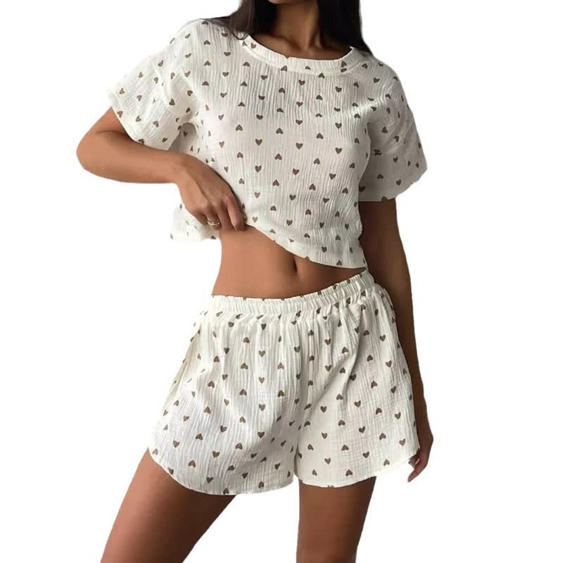 Loungewear-Set aus Baumwolle mit Aprikosenherzmuster - image 6