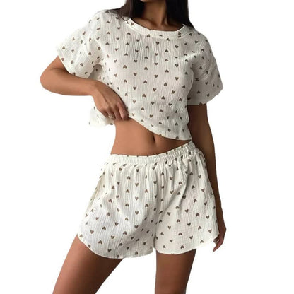 Loungewear-Set aus Baumwolle mit Aprikosenherzmuster - image 6