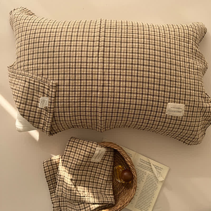 Kissenbezug aus doppellagigem Baumwollgewebe mit Vintage-Gittermuster - 20'' × 30'' - Creme - 2 Stück - image 4