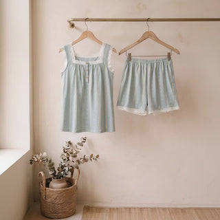 Hellblaues ärmelloses Nachtkleid aus Baumwollspitze - Hellblau - XXL - image 0