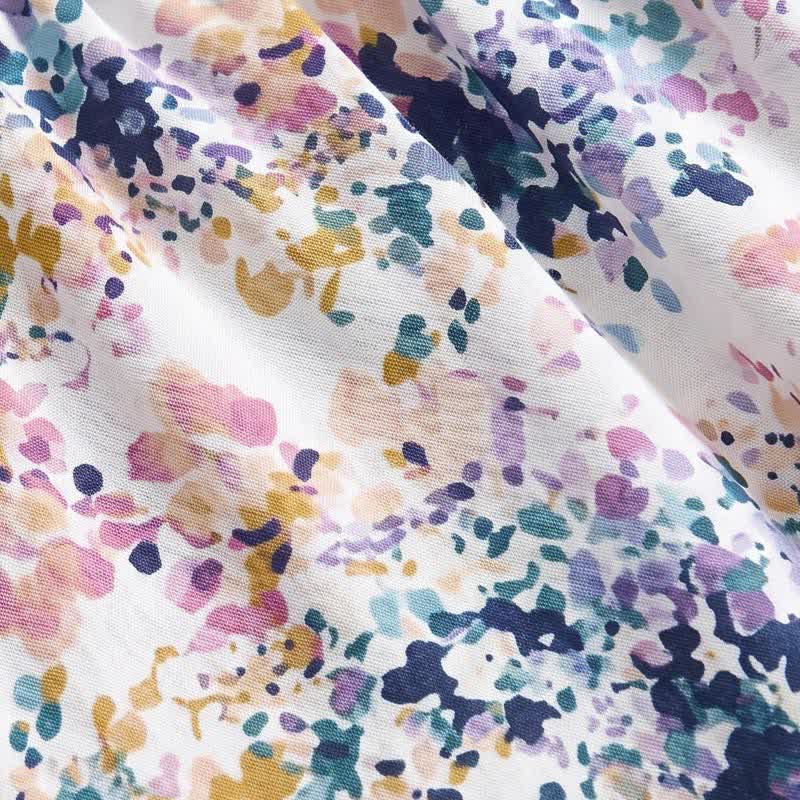 Sommerliche Lounge-Shorts aus Baumwolle mit Blumenmuster und gerafftem Bund - image 3