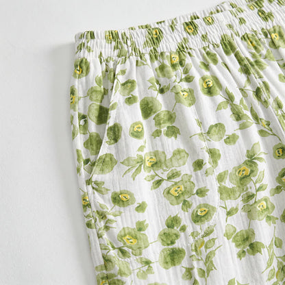 Sommerliche Lounge-Shorts aus Baumwolle mit Blumenmuster - image 2